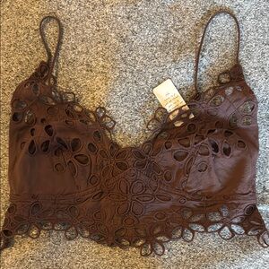 Free People Brown Lace Bralette